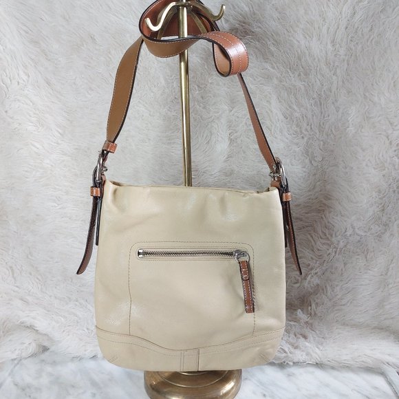 Coach F10938 Cream and Tan Trim Leather Crossbody Bag - Picture 3 of 12
